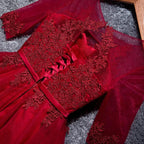 Vestidos de fiesta de tul corte A, escote redondo, vestidos cortos/mini rojos para baile de graduación PD049