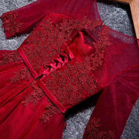 Robes de bal courtes/mini rouges en tulle trapèze PD049