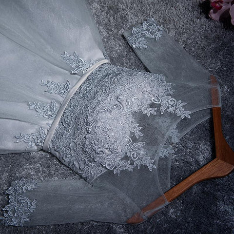 Robes de bal trapèze en tulle, robes de bal courtes/mini à décolleté rond PD047