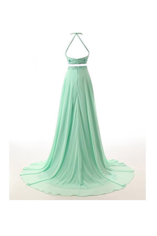 Vestidos de fiesta de dos piezas de gasa corte A, vestidos de noche PG261