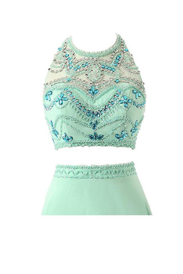 Vestidos de fiesta de dos piezas de gasa corte A, vestidos de noche PG261