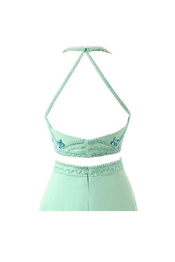Vestidos de fiesta de dos piezas de gasa corte A, vestidos de noche PG261