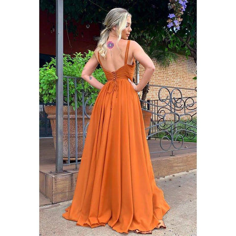 Vestido de dama de honor de gasa con escote en V y corte A para boda, vestido largo formal de graduación y noche 