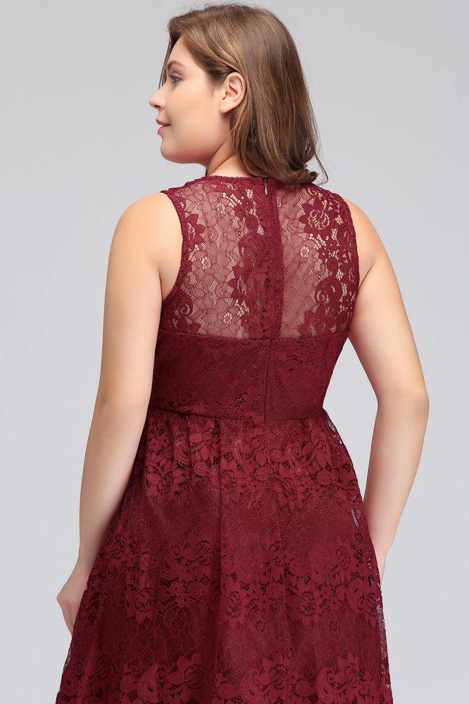 Vestidos de noche largos hasta el suelo, sin mangas, de encaje burdeos, corte en A, escote en V y tallas grandes.