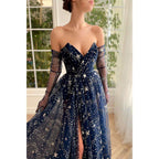 Vestido de fiesta de tul brillante con escote en V y pliegues en la parte delantera 