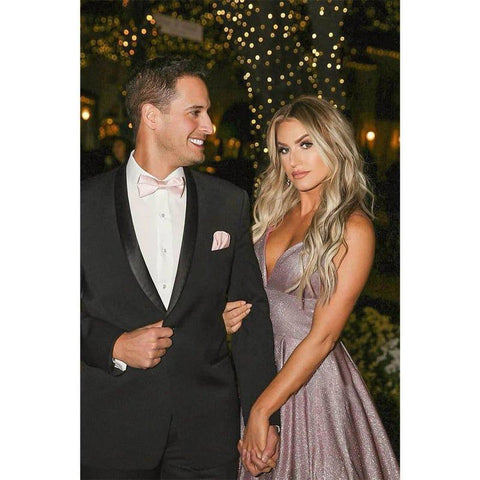 A-line V-neck Spaghetti Straps Sparkle Prom Dress with Pockets