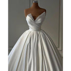 Vestido largo de satén con escote en V, tirantes finos y cuentas para boda, graduación y noche formal 