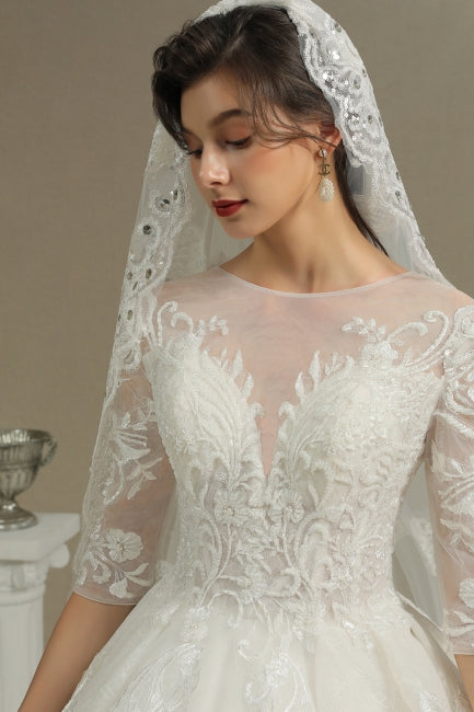 Vestido de novia corte A | Vestidos de novia con mangas