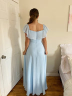 Vestidos de graduación elegantes de corte A, con hombros descubiertos, bordados de cuentas y largo hasta el suelo, sin mangas, de gasa.