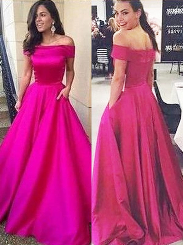 Vestidos de graduación de satén con volantes, sin mangas, corte en A y elegantes, con hombros descubiertos y sin mangas.