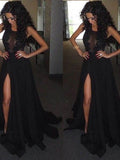 Vestidos de graduación de corte A/elegante sin mangas de satén y gasa