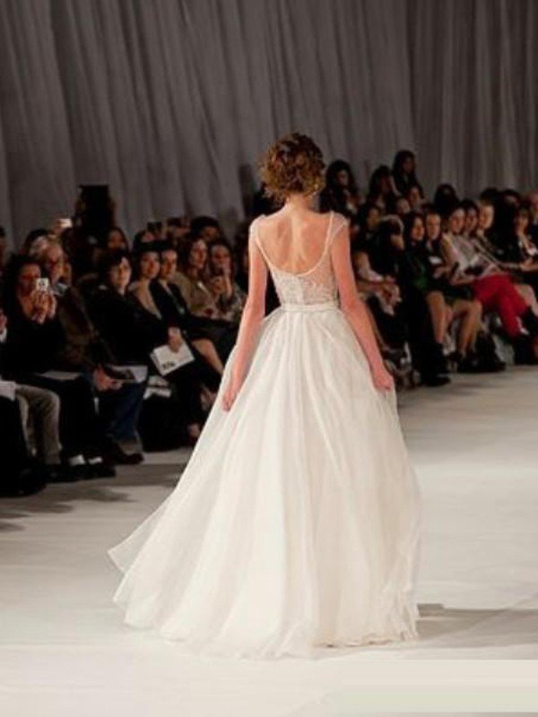Vestidos de fiesta de organza hasta el suelo, corte en A/elegante, sin mangas, de manga corta.