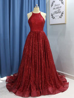 Vestidos de graduación elegantes de corte A, sin mangas, con volantes, lentejuelas y joyas