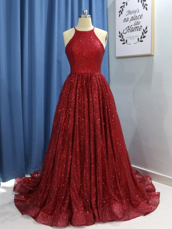 Vestidos de graduación elegantes de corte A, sin mangas, con volantes, lentejuelas y joyas