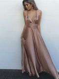 Vestidos de graduación elegantes de corte A, sin mangas, con tirantes finos, de satén tipo seda, hasta el suelo, con fajín/cinta/cinturón.