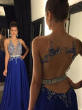 Vestidos de graduación elegantes de corte A, sin mangas, con escote en V, apliques de gasa y hasta el suelo