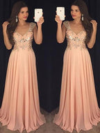 Vestidos de graduación elegantes de corte A, sin mangas, con escote en V, de gasa y lentejuelas, hasta el suelo.