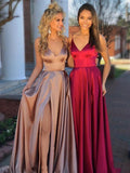 Vestidos de fiesta de satén elástico tejido, corte en A, sin mangas, con escote en V, volantes y mangas elegantes.