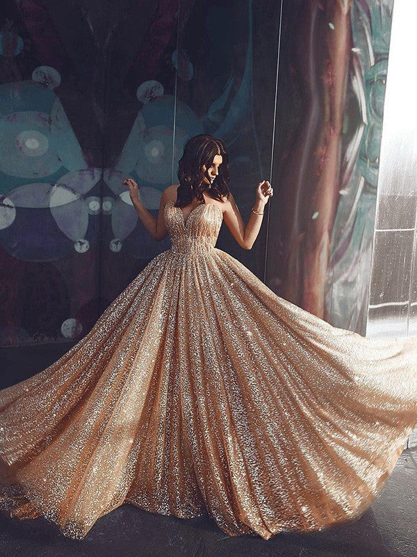 Vestidos de graduación de corte A/elegantes con tirantes finos, tul, lentejuelas y sin mangas