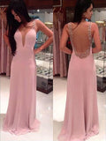 Vestidos de fiesta de gasa hasta el suelo, corte en A, sin mangas, con tirantes elegantes y pedrería.