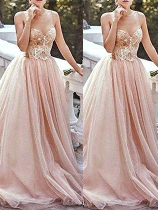 Vestidos de graduación de tul con cuentas, sin mangas, corte en A/elegante escote corazón