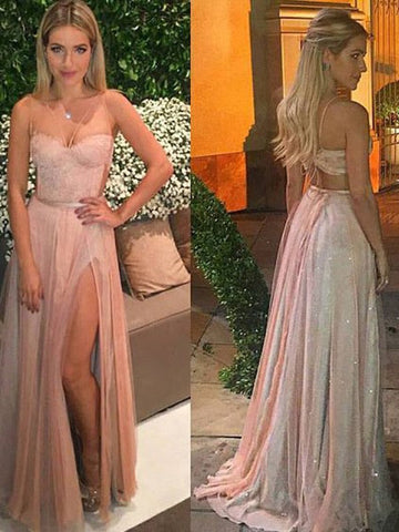 Vestidos de graduación de gasa de encaje sin mangas, corte en A/elegante, escote corazón, hasta el suelo