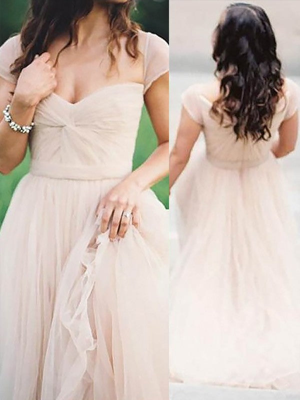 Vestidos de graduación de gasa fruncida, sin mangas, corte en A/elegante, con escote corazón y largo hasta el suelo.