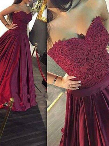 Vestidos de graduación largos hasta el suelo, de corte A/elegante, sin mangas, de satén y encaje, con escote corazón y sin mangas.