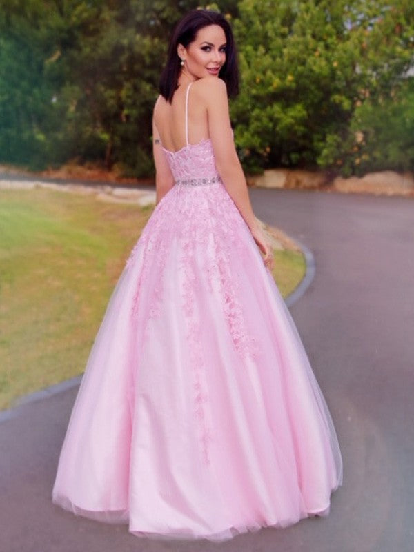 Vestidos de graduación de corte A/elegantes con apliques de tul, cuello halter, sin mangas y hasta el suelo