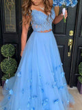 Vestidos de graduación elegantes de corte A, con hombros descubiertos, apliques, sin mangas y hasta el suelo.