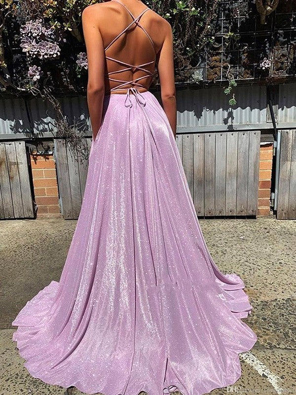 Vestidos de fiesta sin mangas con escote en A/elegante en V y volantes