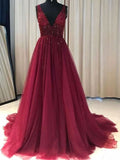 Vestidos de fiesta de tul con volantes, sin mangas, escote en V elegante y corte en A