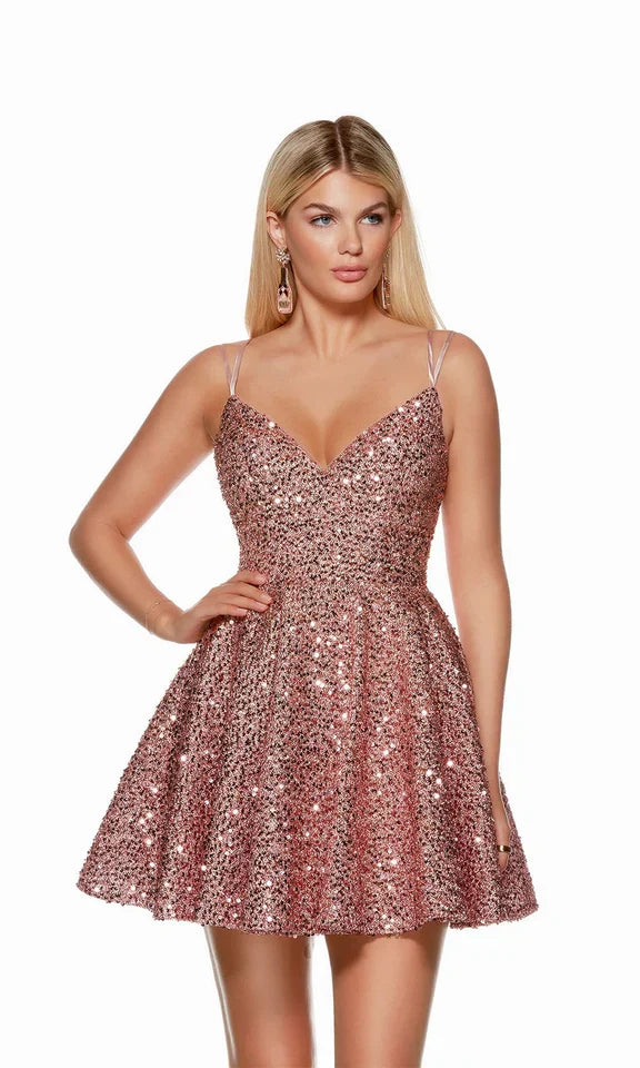 Vestidos de cóctel con hombros descubiertos, vestidos de fiesta brillantes SYH84