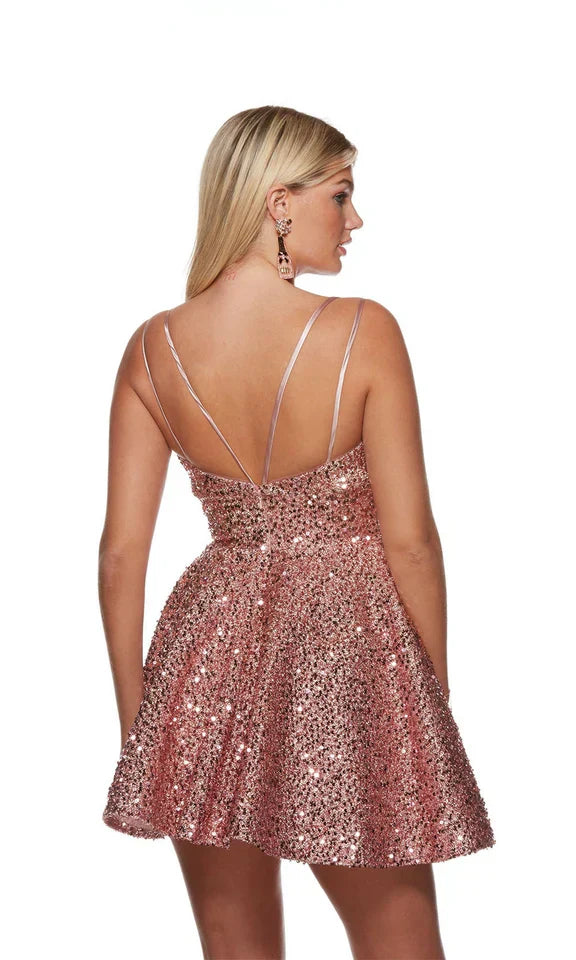 Vestidos de cóctel con hombros descubiertos, vestidos de fiesta brillantes SYH84
