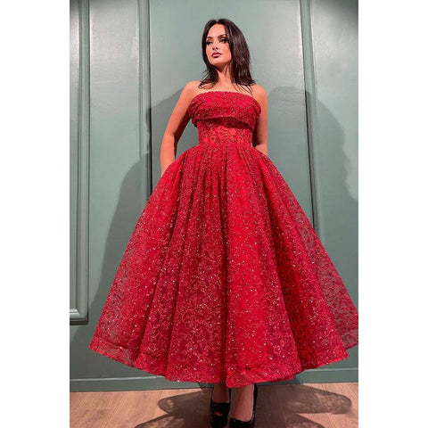 Glamorous & Dramatic Ball Gown A-Line Printed Off-Shoulder Sleeveless Prom Dress