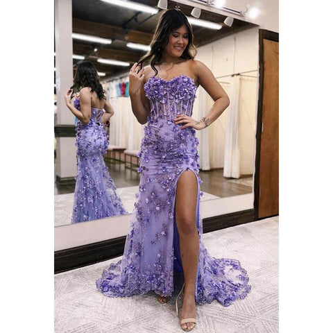 Sweetheart Floral Beaded Appluqued Sheer Tulle Sheath Long Prom Evening Dress