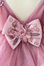 Vestido de princesa/vestido de tul hasta la rodilla para niña de las flores de cumpleaños 