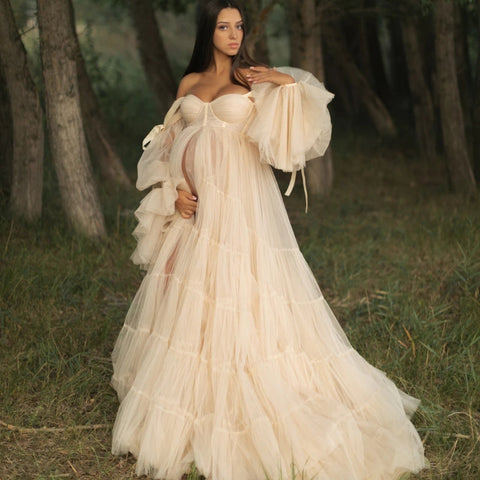 Vestido de tul plisado para embarazadas, vestido para sesión de fotos de embarazadas, vestido para baby shower