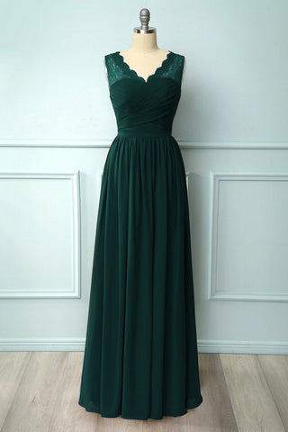 Vestido largo de dama de honor con escote en V