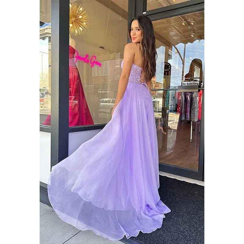 Sweetheart Strapless Lace Appliqued Long Prom Dress With Detachable Sleeves