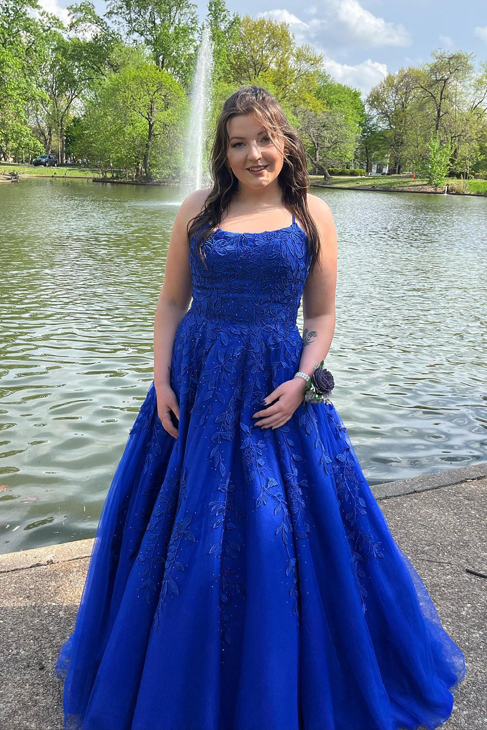 Princess Red Spaghetti Straps Prom Dress