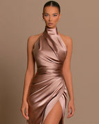 Robe de bal sirène sans manches à fente haute et dos nu 