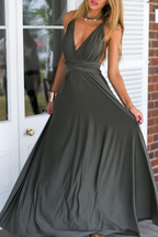 Fashion Elegant Solid Split Joint Backless Strap Design Evening Dress Dresses(20 colors)