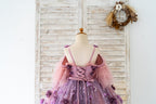 Vestido de gala/de princesa con tul y flores en 3D hasta el suelo 
