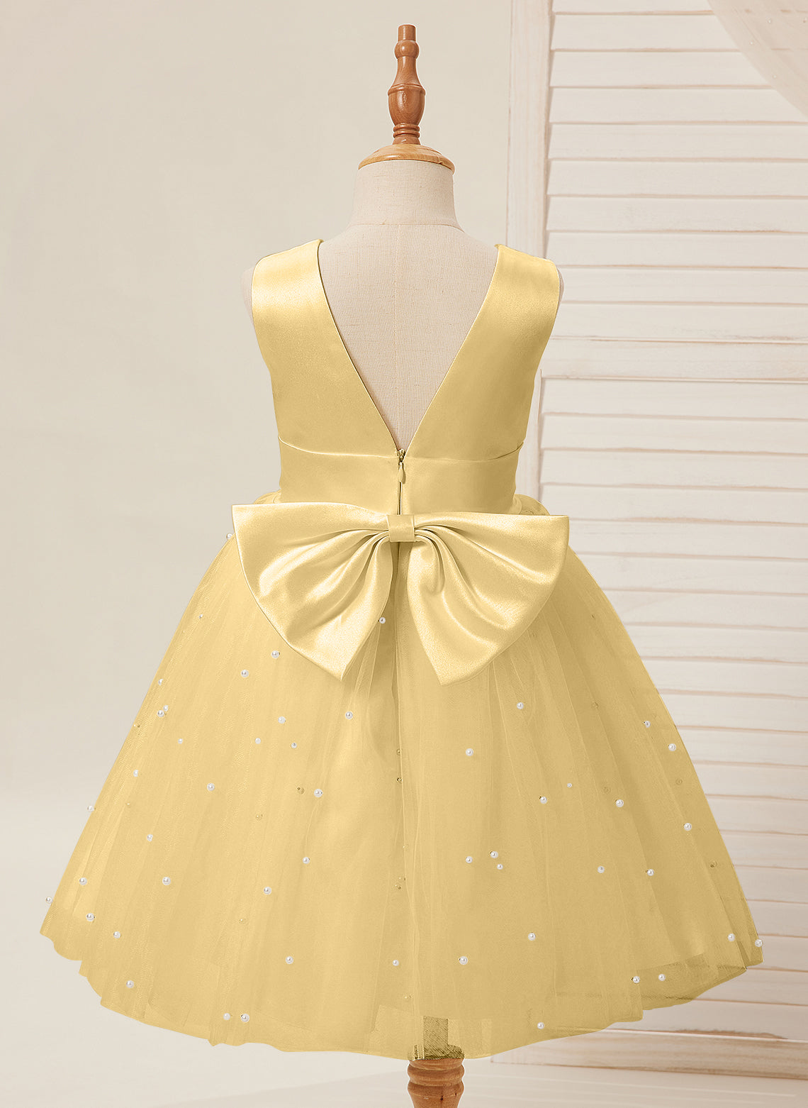 Vestido de princesa/vestido de princesa de satén y tul hasta la rodilla para niña de las flores 