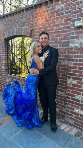 Robe de bal sirène bleu roi élégante, charmante robe de soirée bleu roi Y1831