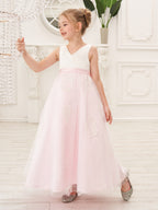 Vestido rosa de corte A, largo hasta el tobillo, de tul satinado (2003227111) 