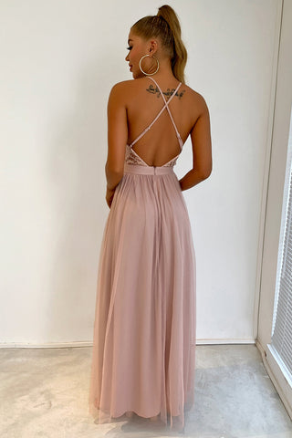 Vestido de fiesta con lentejuelas y escote en V