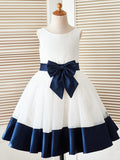 Vestido de princesa/vestido de princesa de satén y tul hasta la rodilla para niña de las flores 