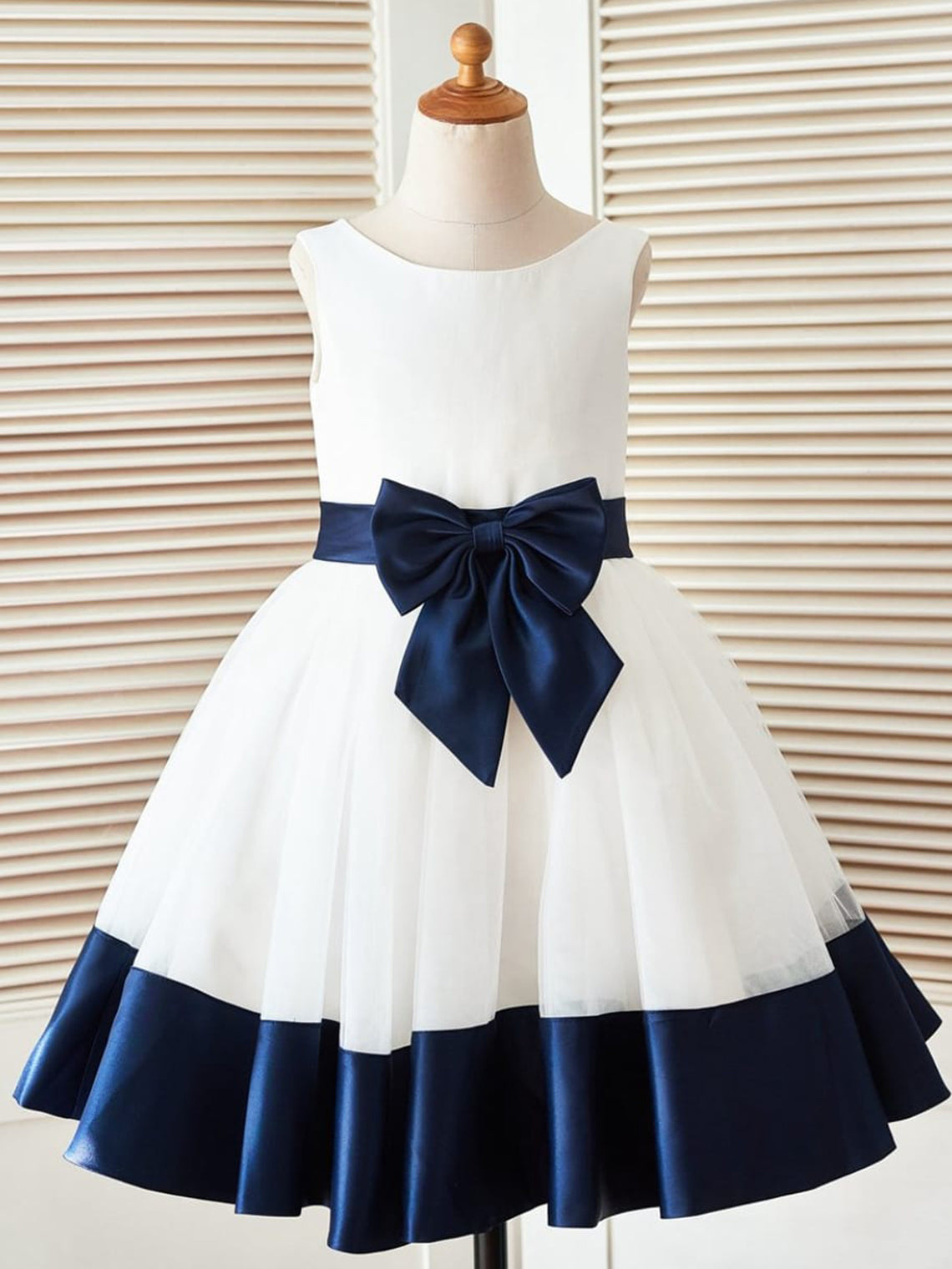 Vestido de princesa/vestido de princesa de satén y tul hasta la rodilla para niña de las flores 